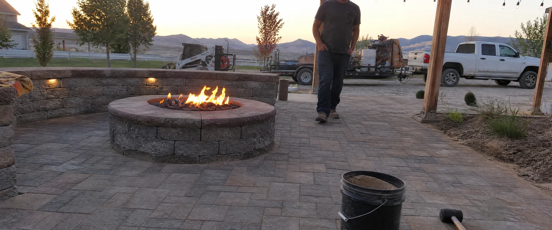 YLC Landscaping crew completing patios & outdoor living on a Utah property