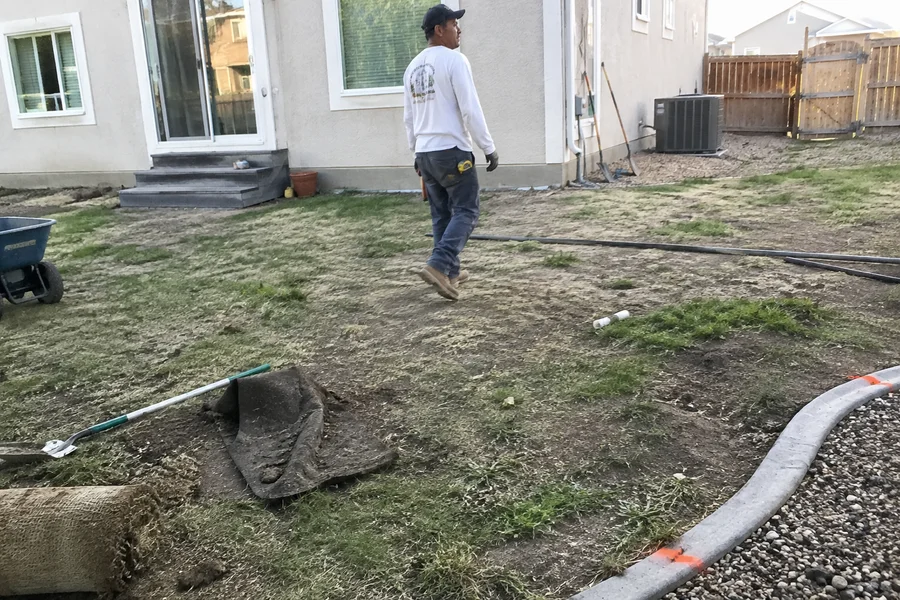 Before YLC Landscaping started the patios work