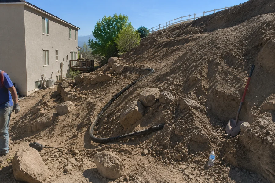 Before YLC Landscaping started the retaining walls work