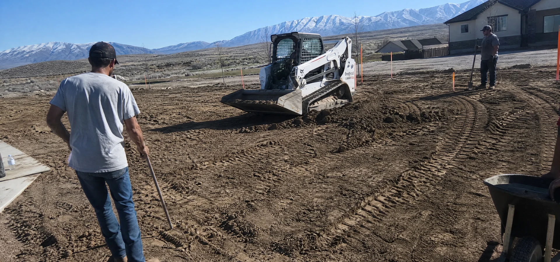 The YLC Landscaping crew working on a residential yard in Grantsville, Utah